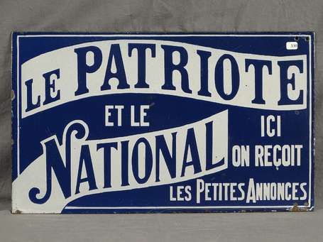 LE PATRIOTE ET LE NATIONAL : Plaque émaillée 