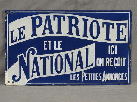 LE PATRIOTE ET LE NATIONAL : Plaque émaillée 