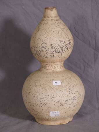 CHINE - Vase gourde à double renflement en 