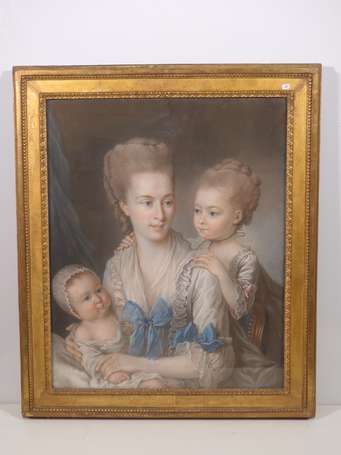 ECOLE XVIIIè Siècle - Portrait de famille. Pastel.