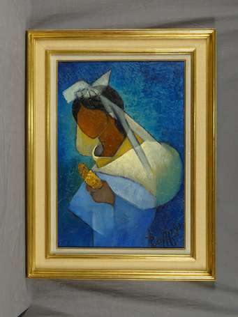 TOFFOLI Louis (1907-1999) - La jeune mariée. Huile