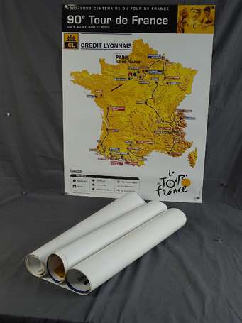 Lot de 20 affiches de cartes du Tour de France, 