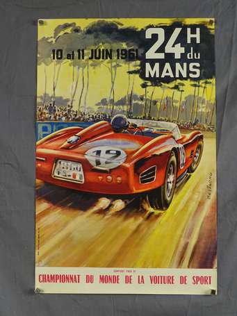 24 H du Mans - Affiche du 10&11 juin 1961 - 58x38 