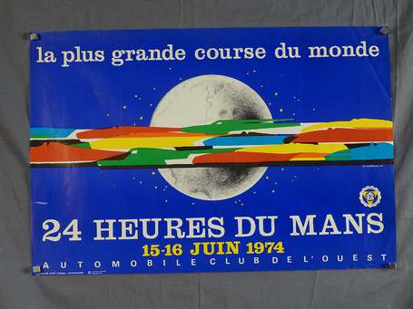 24 H du Mans - Affiche du 15&16 juin 1974 - 60x40 