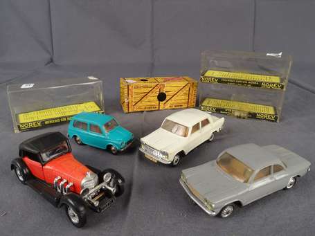Norev - 4 voitures , Fiat,Mercedes, Corvair, Fiat 