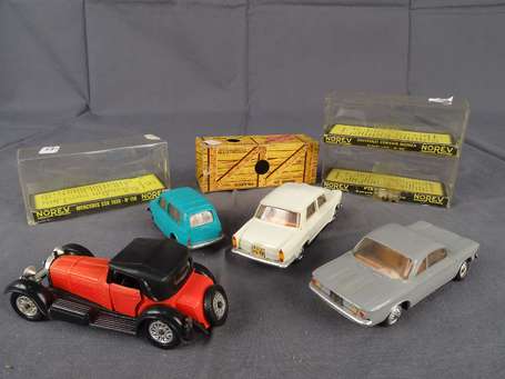 Norev - 4 voitures , Fiat,Mercedes, Corvair, Fiat 