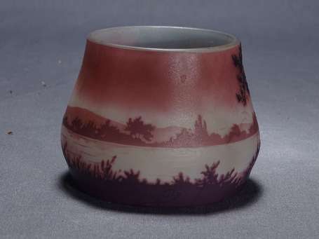 D'Argental - Petit vase renflé en verre bicouches 