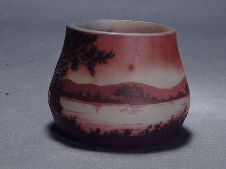 D'Argental - Petit vase renflé en verre bicouches 