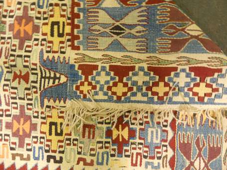 Kilim caucasien (chaine et trame en laine), 