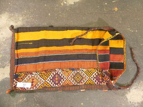 Tapis de selle caucasien ou turc (chaine, trame et