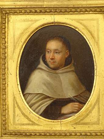 Ecole française XVIIIe S - portrait d'abbé, huile 