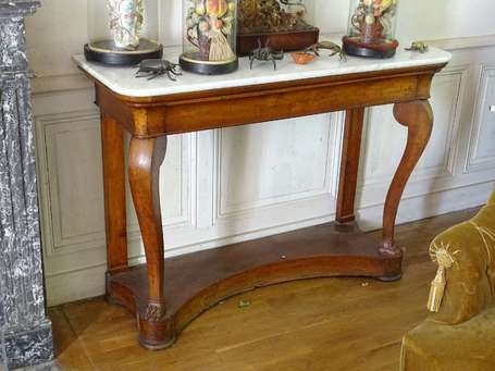 Console en bois fruitier plateau de marbre