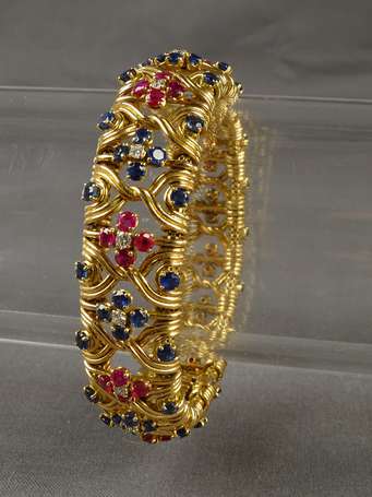 Bracelet ruban de filets enlacés en or jaune 18K 