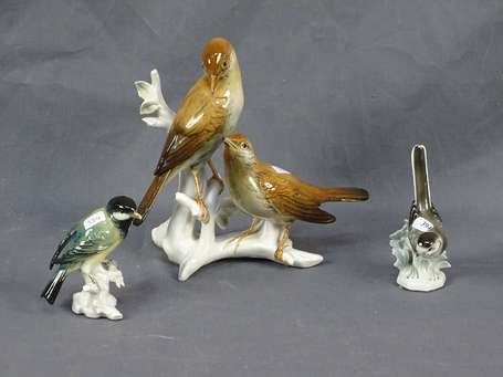 Lot 3 oiseaux en porcelaine (accs)