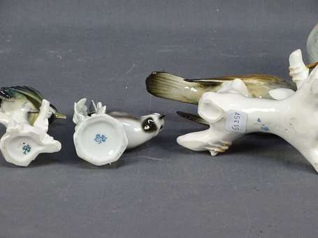 Lot 3 oiseaux en porcelaine (accs)