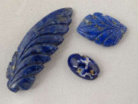 3 Lapis-Lazulis : 1 taille ovale de 4,10 cts, 1 