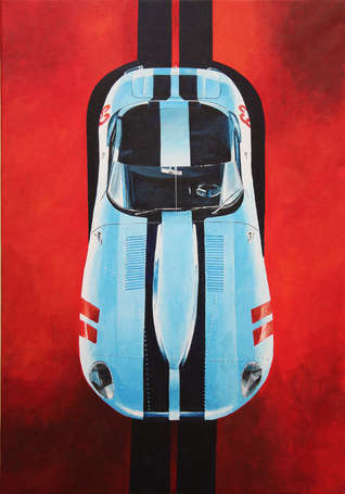 HARDY Eric (1969-) Jaguar Type E. Acrylique sur 