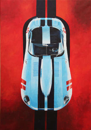 HARDY Eric (1969-) Jaguar Type E. Acrylique sur 
