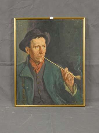 MARKOWICZ Arthur 1872-1934 Homme à la pipe Huile 