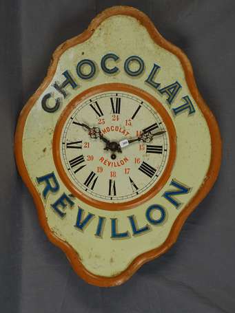 CHOCOLAT REVILLON : Horloge en tôle lithographiée,