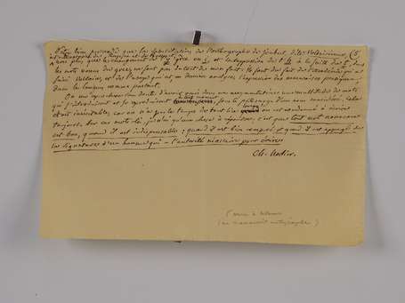 NODIER (Charles) - 1780-1844 - 3 pages manuscrites