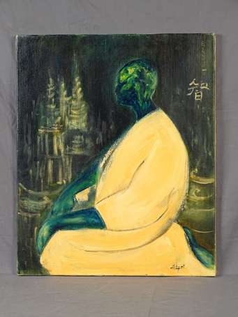 HELYET (1935- ) Méditation. Huile sur toile signée