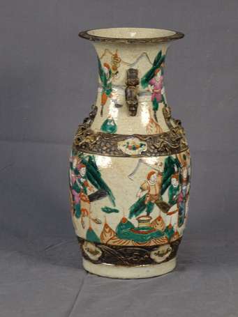CHINE Nankin Vase balustre en grès porcelaineux, 