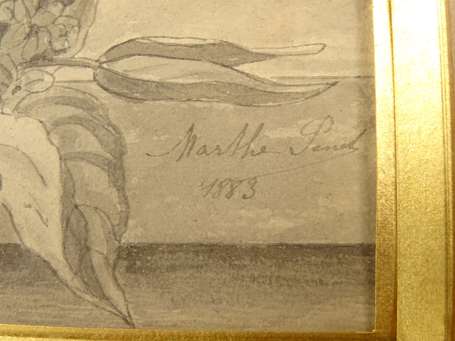 Penel Marthes XIXé Bouquet Crayon signé daté 1883 