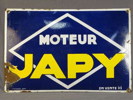 JAPY Moteurs : Plaque émaillée bombée. Vitracier 