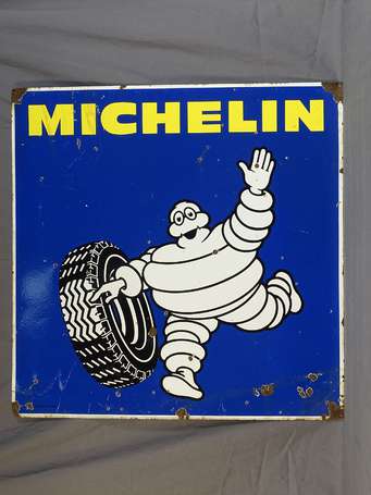 MICHELIN : Plaque émaillée double-face illustrée 