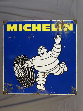 MICHELIN : Plaque émaillée double-face illustrée 