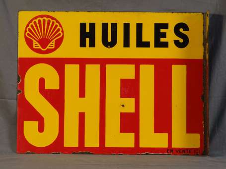 SHELL Huiles : Plaque émaillée double-face à 