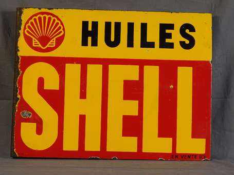 SHELL Huiles : Plaque émaillée double-face à 