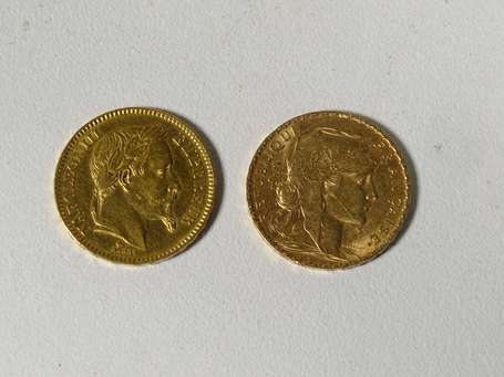 2 pièces 20 Francs or Napoléon III tête laurée 