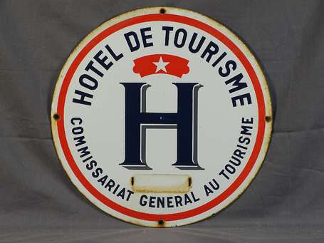 HÔTEL DE TOURISME : Plaque émaillée ronde 