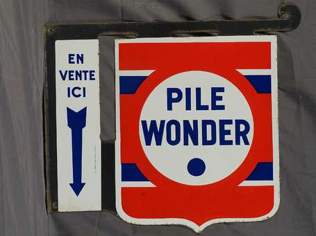 PILE WONDER : Enseigne émaillée double-face à 