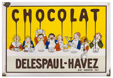 CHOCOLAT DELESPAUL-HAVEZ : Plaque émaillée plate à