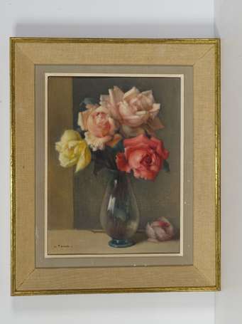 PERRON Charles (1893-1958) Bouquet de roses Huile 