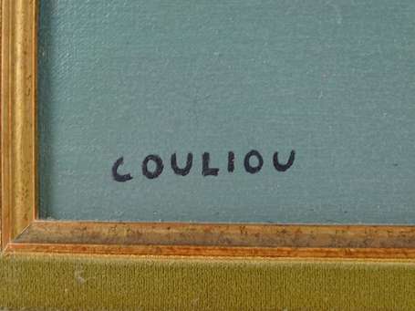 COULIOU (1916-1995) -  A la Rochelle, huile sur 