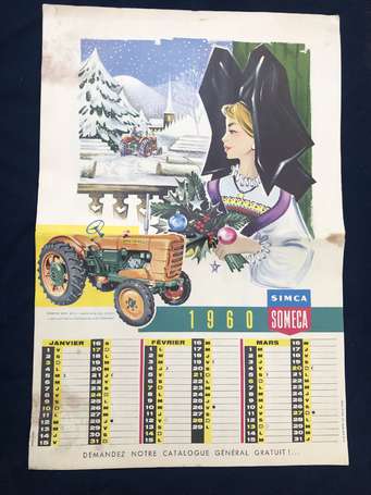 Tracteur SIMCA SOMECA - Calendrier publicitaire 