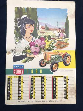 Tracteur SIMCA SOMECA - Calendrier publicitaire 