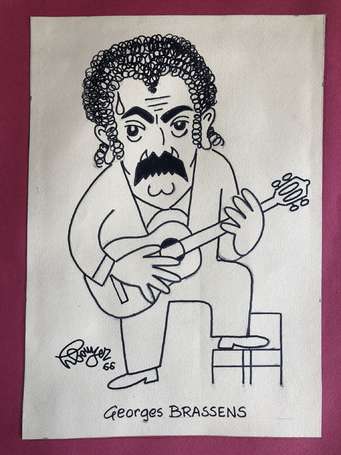 Georges BRASSENS - Dessin par Henri BOUYER en 