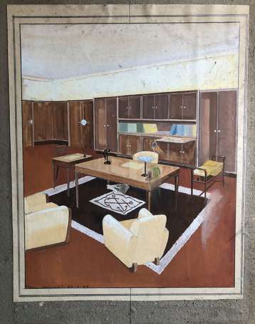 Paul GOULET 1939 - Dessin d'architecte réalisé à 