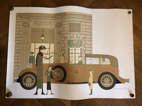 Automobile - Denis Paul NOYER - Lithographie 