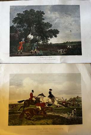 Chasse - 2 gravures au format 66x50 cm et 75x49 