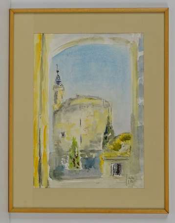 ECOLE Xxè, La Rochelle, aquarelle, signée en bas à