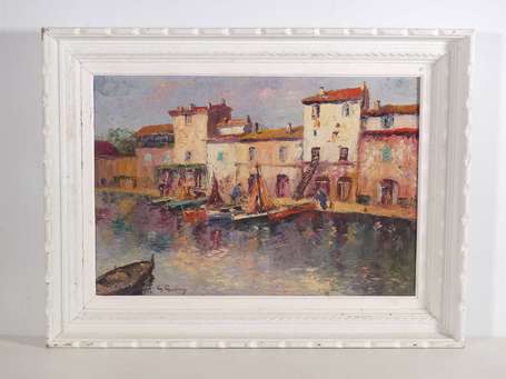 GUERIN Georges (1910- ) Port méditéranéen Huile 