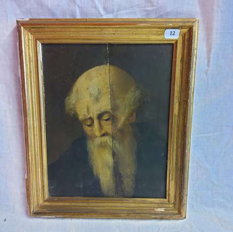 ECOLE XIXème, Portrait de vieillard, huile sur 