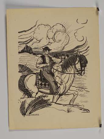 DE LANGLAIS Xavier (1906-1975) Le cheval d'orgueil