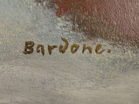BARDONNE Guy (1927-2015) Neige aux deux poulains à